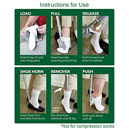 Sock Ox - Extended Length Sock Remover and Long Shoe Horn - Easy On and Off Stocking Slider - Dressing Aid for Senior Men and Women from Easy To Use Products