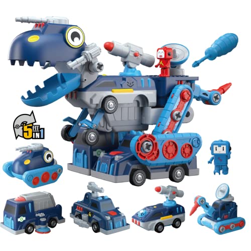 Toys for 5+ Year Old Boys, Assembled Robot Dinosaur, Magnetic Building Blocks Vehicles Play Set, Cars & Trucks Transform Into Robo Dino T-rex, Engineering STEM Toys & Gifts for Kids Aged 5 6 7 8 9 10+ by Pairez Toys