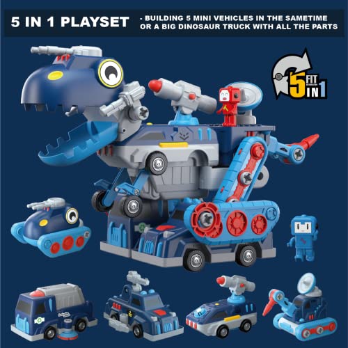 Toys for 5+ Year Old Boys, Assembled Robot Dinosaur, Magnetic Building Blocks Vehicles Play Set, Cars & Trucks Transform Into Robo Dino T-rex, Engineering STEM Toys & Gifts for Kids Aged 5 6 7 8 9 10+ by Pairez Toys