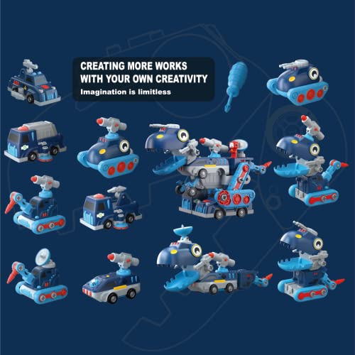 Toys for 5+ Year Old Boys, Assembled Robot Dinosaur, Magnetic Building Blocks Vehicles Play Set, Cars & Trucks Transform Into Robo Dino T-rex, Engineering STEM Toys & Gifts for Kids Aged 5 6 7 8 9 10+ by Pairez Toys
