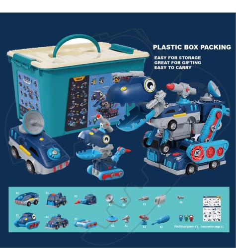 Toys for 5+ Year Old Boys, Assembled Robot Dinosaur, Magnetic Building Blocks Vehicles Play Set, Cars & Trucks Transform Into Robo Dino T-rex, Engineering STEM Toys & Gifts for Kids Aged 5 6 7 8 9 10+ by Pairez Toys