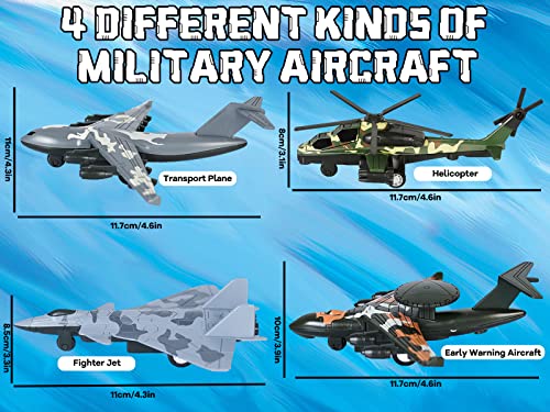 Crelloci 4PCS Army Airplane Toys Set-Diecast Aircraft Plane Model Kit Military Fighter Jet Playset Helicopter Camouflage Pull Back Aircraft Kids Play Vehicle for 3+Year Old Boys Girls by crelloci