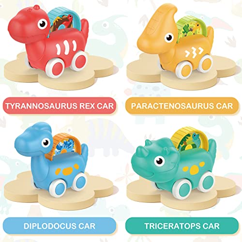 Xmasmate Dinosaur Car Toys for 1 Year Old Boy Gifts Pull-Back Vehicle Baby Toys with Play Mat Storage Bag for Toddlers Aged 1 2 3 Year Old Gift by Xmasmate