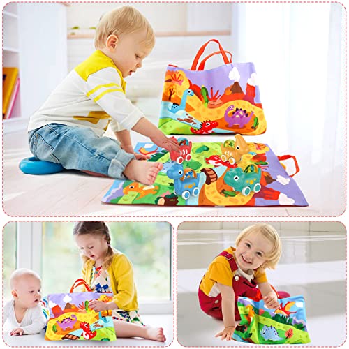 Xmasmate Dinosaur Car Toys for 1 Year Old Boy Gifts Pull-Back Vehicle Baby Toys with Play Mat Storage Bag for Toddlers Aged 1 2 3 Year Old Gift by Xmasmate