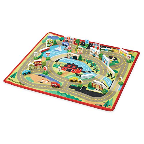 Melissa & Doug Emergency Vehicle Carrier & Wooden Town Play Set from 