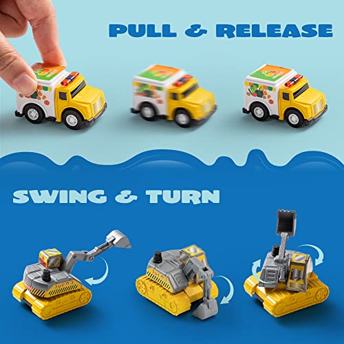 JOYIN 18 Piece Pull Back City Cars and Trucks Toy Vehicles Set Model Car, Friction Powered Die-Cast Cars for Toddlers, Boys, and Girlsâ Educational Play from JOYIN,INC