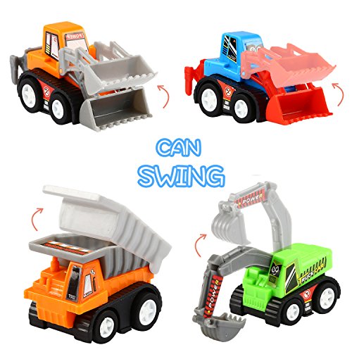 Pull Back Car, 12 Pcs Mini Truck Toy Kit Set, Play Construction Engineering Vehicle Educational Preschool for Children Boys Party Favors, Kids Birthday Game Gift Playset Classroom Reward by KarberDark