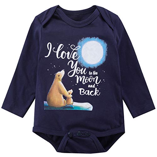 Baby Boys 3PCS Outfit Set Baby Bear Family The Moon and Back Long Sleeve Romper Starry Sky Pants with Hat (Blue05, 0-3 Months) by 