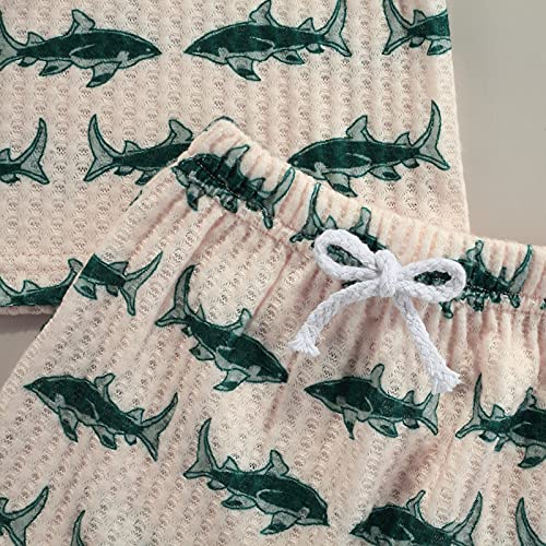 Newborn Baby Boys Summer Cute Clothes Sets 2pcs 0-18M Animal Printed Short Sleeve Pullover T Shirts Tops Shorts (Beige , 12-18 Months ) from MA&BABY