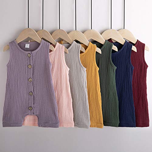 Infant Newborn Baby Boys Girls Cotton Linen Romper Summer Jumpsuit Sleeveless Overalls Clothing Set (Green, 0-3 Months) from 