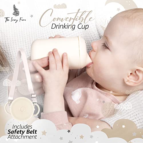 The Ivory Fern Silicone Baby Feeding Set, Baby Plates and Bowls Set, Bib, Convertible Drinking, Snack Cups with Straw, Portable Baby Feeding Supplies by 