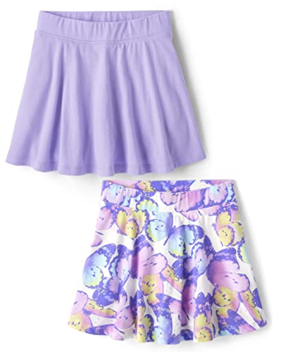 The Children's Place Girls' Pull On Everyday Skorts 2 Pack, Petal Purple/Simply White, Medium (7/8) from The Children's Place