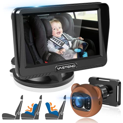VASTEND Baby Car Camera,360Â° Rotation 1080P Baby Car Mirror with Night Vision & 150Â° Wide View Function,5 Mins Easy to Install Travel Safety Kit,with A Cute Silicone Case from VASTEND
