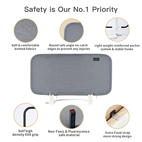 Gromast Toddler Bed Rails Guard Foldable Crib Rail Guard ,Baby Bed Rail for Toddlers /Elderly with Reinforced Anchor Safety for Cribs, Twin, Double, Full Size Queen & King Bed - Grey (32Inch) by Kunshan Baby Love Business Co., Ltd.