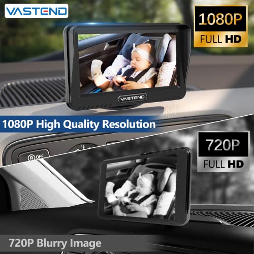 VASTEND Baby Car Camera,360Â° Rotation 1080P Baby Car Mirror with Night Vision & 150Â° Wide View Function,5 Mins Easy to Install Travel Safety Kit,with A Cute Silicone Case from VASTEND
