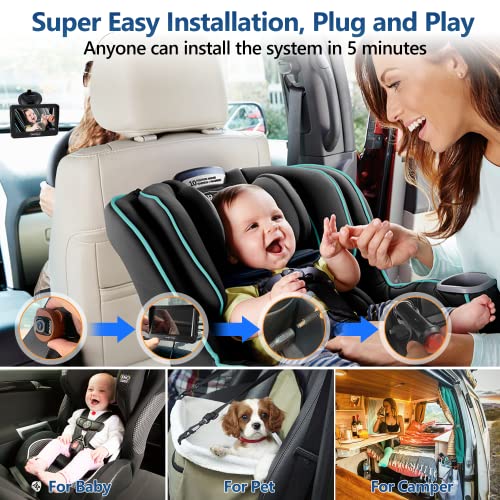 VASTEND Baby Car Camera,360Â° Rotation 1080P Baby Car Mirror with Night Vision & 150Â° Wide View Function,5 Mins Easy to Install Travel Safety Kit,with A Cute Silicone Case from VASTEND