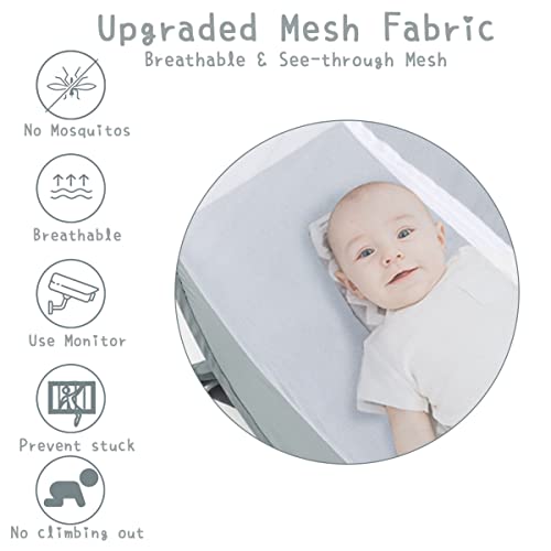 L RUNNZER Baby Pack N Play Tent, Baby Crib Safety Tent to Keep Baby from Climbing Out, Baby Crib Canopy for Pack N Play, Mini Cribs & Playpens, Pop Up Design & See-Through Mesh by L RUNNZER