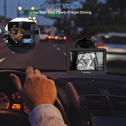 VASTEND Baby Car Camera,360Â° Rotation 1080P Baby Car Mirror with Night Vision & 150Â° Wide View Function,5 Mins Easy to Install Travel Safety Kit,with A Cute Silicone Case from VASTEND
