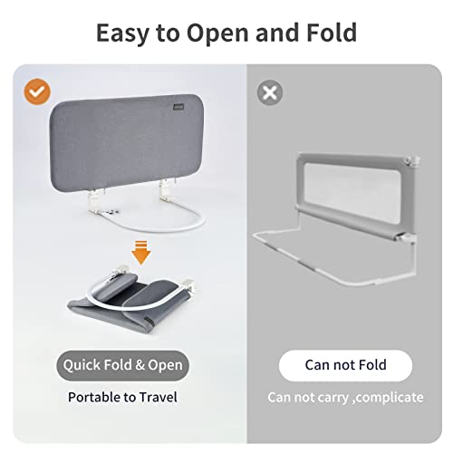 Gromast Toddler Bed Rails Guard Foldable Crib Rail Guard ,Baby Bed Rail for Toddlers /Elderly with Reinforced Anchor Safety for Cribs, Twin, Double, Full Size Queen & King Bed - Grey (32Inch) by Kunshan Baby Love Business Co., Ltd.