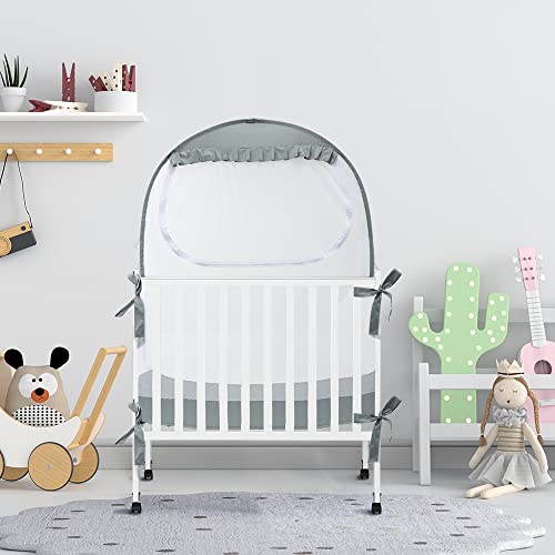L RUNNZER Baby Pack N Play Tent, Baby Crib Safety Tent to Keep Baby from Climbing Out, Baby Crib Canopy for Pack N Play, Mini Cribs & Playpens, Pop Up Design & See-Through Mesh by L RUNNZER