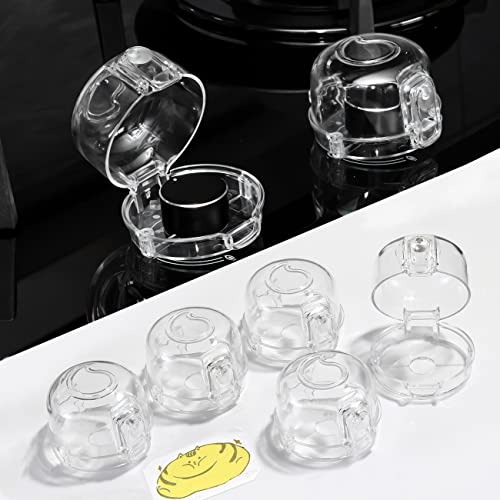 Stove Knob Covers for Child Safety - Baby Proofing Gas Stove Knob Covers Pack 5 +1, Oven Knob Cover Baby Safey Products Kit Childproof, Ranges Stove Knobs Guards Handle Protector for Kids - Clear by SHYCOOL FACTORY