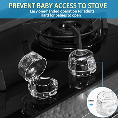 Stove Knob Covers for Child Safety - Baby Proofing Gas Stove Knob Covers Pack 5 +1, Oven Knob Cover Baby Safey Products Kit Childproof, Ranges Stove Knobs Guards Handle Protector for Kids - Clear by SHYCOOL FACTORY