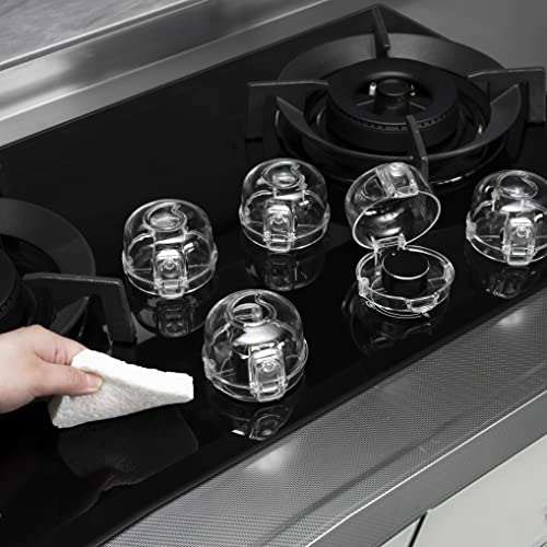 Stove Knob Covers for Child Safety - Baby Proofing Gas Stove Knob Covers Pack 5 +1, Oven Knob Cover Baby Safey Products Kit Childproof, Ranges Stove Knobs Guards Handle Protector for Kids - Clear by SHYCOOL FACTORY