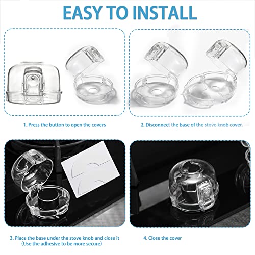 Stove Knob Covers for Child Safety - Baby Proofing Gas Stove Knob Covers Pack 5 +1, Oven Knob Cover Baby Safey Products Kit Childproof, Ranges Stove Knobs Guards Handle Protector for Kids - Clear by SHYCOOL FACTORY