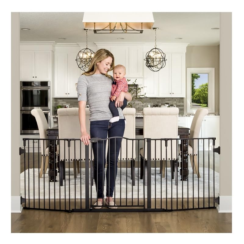 Regalo Deluxe Home Accents Widespan Safety Gate, 74.5" W x 28" H, Includes 4 Wall Mounts , Black by Regalo International