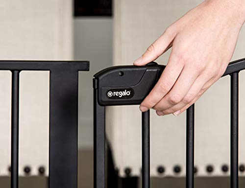 Regalo Deluxe Home Accents Widespan Safety Gate, 74.5" W x 28" H, Includes 4 Wall Mounts , Black by Regalo International