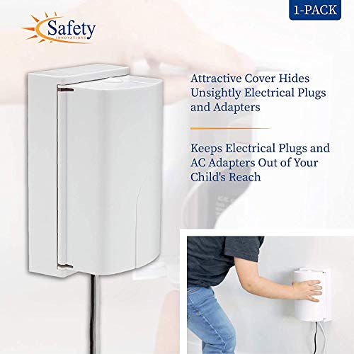Safety Innovations Twin Door Baby Safety Outlet Cover Box for Babyproofing Outlets - More Interior Space for Extra Large Electrical Plugs and Adapters - Easy to Install - Easy to Use, (1-Pack) from Safe Beginnings