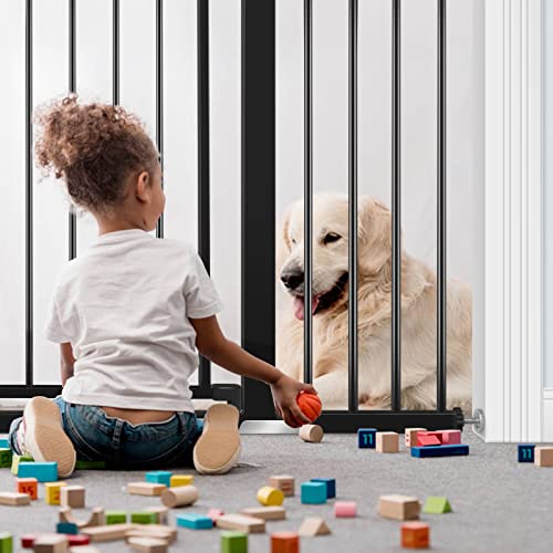 Baby Gate for Doorways and Stairs, RONBEI 51.5" Auto Close Safety Baby Gate for Kids and Pets, Extra Wide Child Gate Dog Gates for The House, Heavy Duty Metal Walk Through Door (Black) from RONBEI