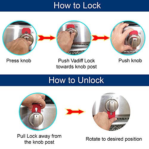 Vadiff Silicone Gas Stove Child Safety Knob Locks | Stove Knob Cover (5 Pk) (Black) by VADIFF
