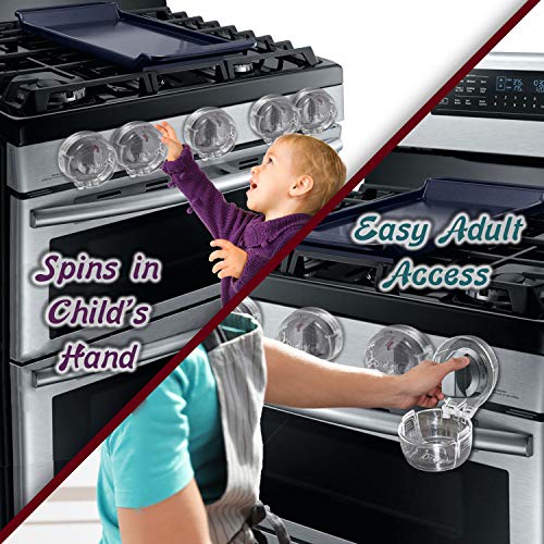 6 Pack Clear Stove Knob Safety Covers - Protect Little Kids with A Child Proof Lock for Oven/Stove Top/Gas Range - Baby/Toddler Kitchen Safety Guard - Check Dimensions from Diddle