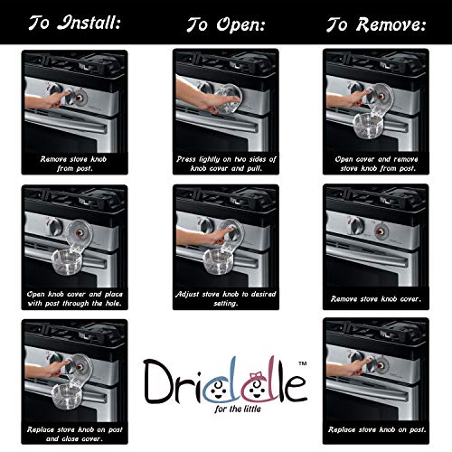 6 Pack Clear Stove Knob Safety Covers - Protect Little Kids with A Child Proof Lock for Oven/Stove Top/Gas Range - Baby/Toddler Kitchen Safety Guard - Check Dimensions from Diddle