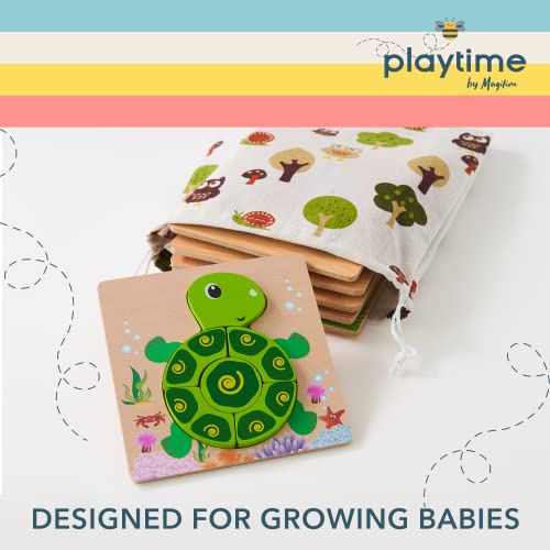 MAGIFIRE Wooden Toddler Puzzles Gifts Toys for 1 2 3 Year Old Boys Girls Baby Infant Kid Learning Educational 6 Animal Shape Jigsaw Eco Friendly Child Kid Montessori Stem Travel Toy from MAGIFIRE