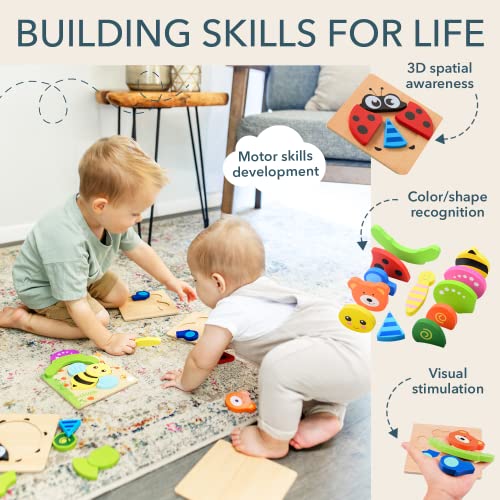 MAGIFIRE Wooden Toddler Puzzles Gifts Toys for 1 2 3 Year Old Boys Girls Baby Infant Kid Learning Educational 6 Animal Shape Jigsaw Eco Friendly Child Kid Montessori Stem Travel Toy from MAGIFIRE