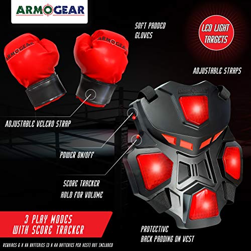 ArmoGear Electronic Boxing Toy for Kids | Interactive Boxing Game with 3 Play Modes, Includes 2 Pairs Boxing Gloves | Cool Toy for Teen Boys | Sports Toy for Kids Boys & Girls, Ages 8 Years + by ArmoGear