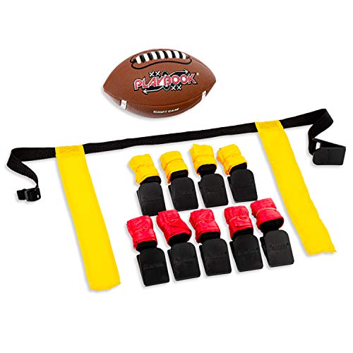 Franklin Sports Flag Football Flags and Ball Set - Flag Football Belts and Football for Kids - Full Youth Flag Football Set - Includes 2 Flag Sets of 5 by Franklin Sports, Inc.
