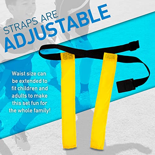 Franklin Sports Flag Football Flags and Ball Set - Flag Football Belts and Football for Kids - Full Youth Flag Football Set - Includes 2 Flag Sets of 5 by Franklin Sports, Inc.