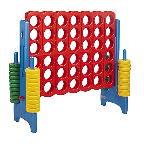 ECR4Kids-ELR-12507 Jumbo 4-to-Score Giant Game Set, Backyard Games for Kids, Jumbo Connect-All-4 Game Set, Indoor or Outdoor Game, Adult and Family Fun Game, Easy to Transport, 4 Feet Tall, Primary Colors from ECR4Kids