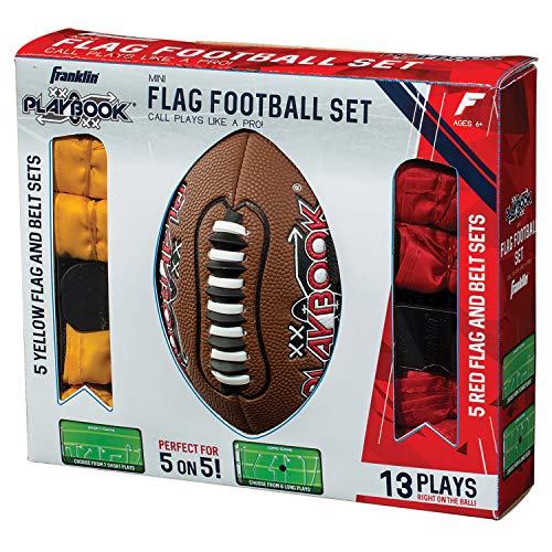 Franklin Sports Flag Football Flags and Ball Set - Flag Football Belts and Football for Kids - Full Youth Flag Football Set - Includes 2 Flag Sets of 5 by Franklin Sports, Inc.