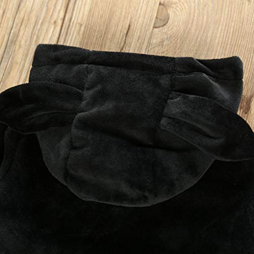 Girls Clothes Set Candy Color Velvet Bow Hooded Long Sleeve + Pant (Black, 3-4T) from CD