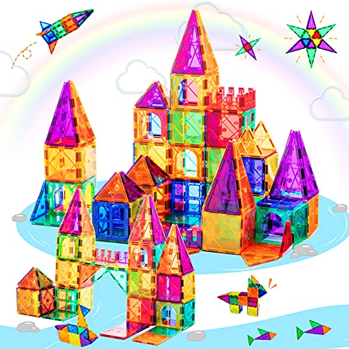 PLUMIA Magnets for Kids Learning Toys Magnetic Building Blocks Educational Toddler Toys Magnetic Tiles STEM Toys Gift for 3 4 5 Year Olds Boys and Girls by PLUMIA