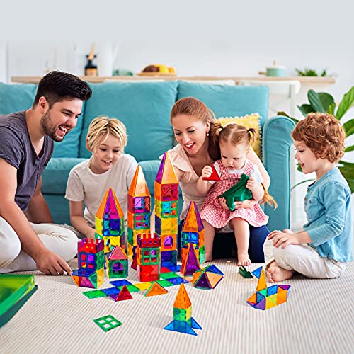 PLUMIA Magnets for Kids Learning Toys Magnetic Building Blocks Educational Toddler Toys Magnetic Tiles STEM Toys Gift for 3 4 5 Year Olds Boys and Girls by PLUMIA