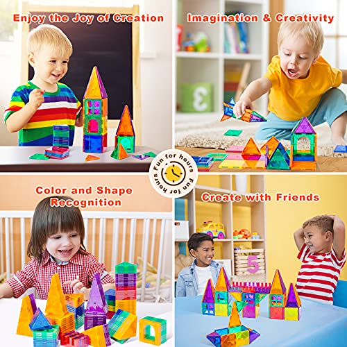 PLUMIA Magnets for Kids Learning Toys Magnetic Building Blocks Educational Toddler Toys Magnetic Tiles STEM Toys Gift for 3 4 5 Year Olds Boys and Girls by PLUMIA
