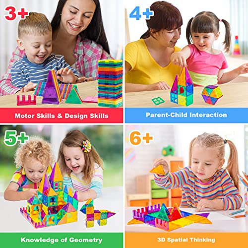 PLUMIA Magnets for Kids Learning Toys Magnetic Building Blocks Educational Toddler Toys Magnetic Tiles STEM Toys Gift for 3 4 5 Year Olds Boys and Girls by PLUMIA
