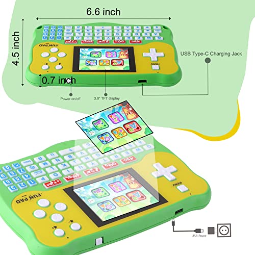 LUHYAUAN Kids Tablet/Baby Learning Pad with 102 Activities/Toddler Tablet with ABC/Words/Music/Math Interactive Educational Electronic Toys Gifts Handheld Game for Preschool Boys Girls Ages 3-12 from LUHYAUAN