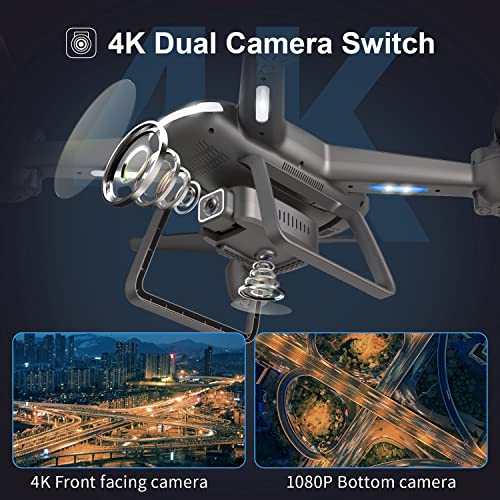 GPS Drone with 4K Camera for Adults Begineer, Dual Positioning 5G WiFi FPV Live Video 40mins Flight Time 2 Cameras RC Quadcopter Drone Auto Return Follow Me (2 Batteries) by LOPOM
