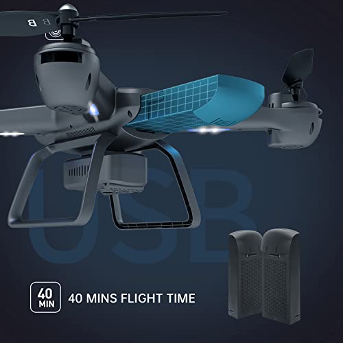 GPS Drone with 4K Camera for Adults Begineer, Dual Positioning 5G WiFi FPV Live Video 40mins Flight Time 2 Cameras RC Quadcopter Drone Auto Return Follow Me (2 Batteries) by LOPOM